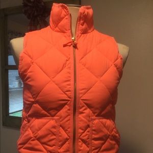 J. Crew orange down/ Polly fill vest